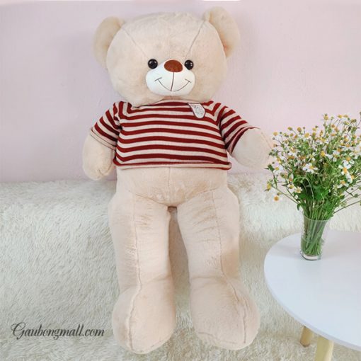 Gấu teddy lông mịn nâu nhạt áo len