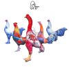Gấu bông con gà trống, gà tre bằng vải in 3D ruột bông gòn một chân, gà tập lực, gà bông đồ chơi cho bé